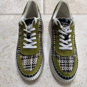 Coconuts by Matisse Cream and Green Plaid Stylish Platform Sneakers Size 9M